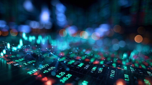 Digital Stock Market Financial Data and Trading Graph