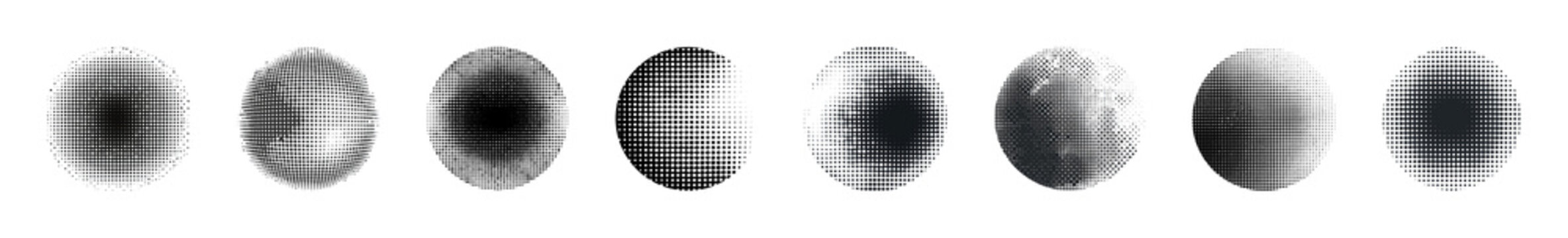 PNG Abstract black textured circle designs on transparent background