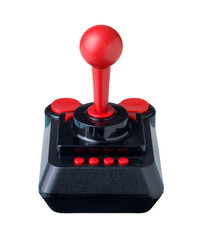 Classic Vintage Gaming Joystick Controller Front Angle View Isolated on White © stokkete