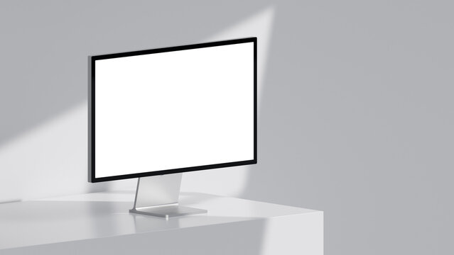 Premium Desktop Monitor Mockup in Minimal Studio Setting 3d render