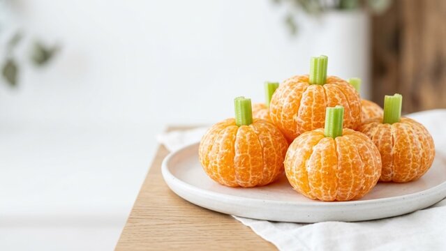 Creative Healthy Mandarin Orange Snack Pumpkins for Halloween