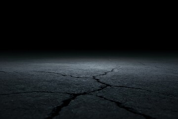 Naklejka premium The Cracked Ground Under a Dark Night Sky and Empty Horizon