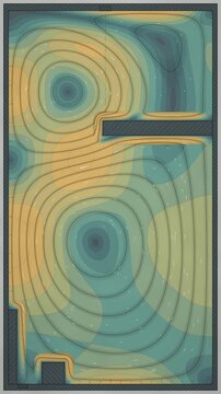 Indoor Airflow Ventilation CFD Section With Streamlines And Velocity Contours Seamless Loop in calm slate tones vertical 9:16