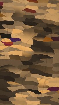 Crossed Polarized Light Mineral Grain Mosaic With Sweeping Extinction Bands Seamless Loop in deep amber tones vertical 9:16