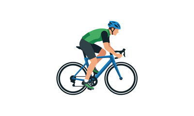 Fototapeta premium Cyclist Riding Road Bicycle Illustration on White Background