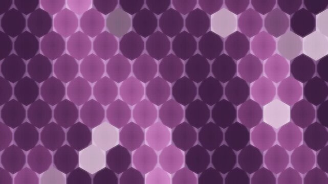 Glowing hexagonal tech grid pulsing honeycomb energy cells seamless loop in cool magenta tones