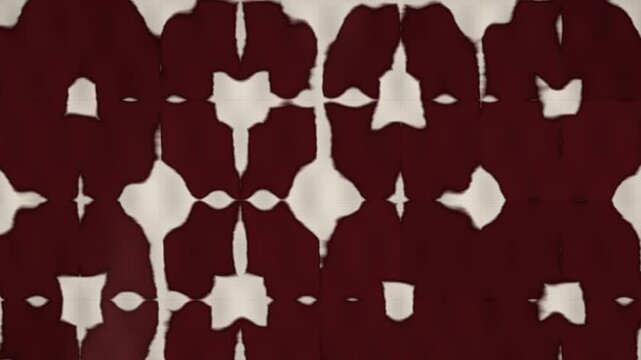Itajime Shibori Clamp Resist Dyeing With Indigo Capillary Bleed on Folded Cloth, Seamless Loop in calm red tones