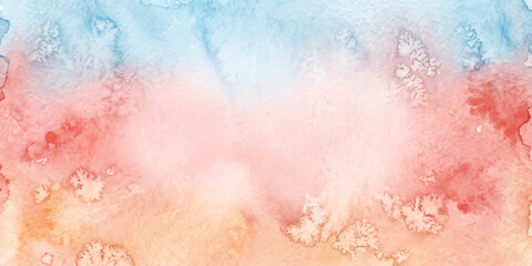 Obraz premium A soft watercolor blend of sky blue, gentle coral, and warm peach creates a dreamlike, abstract texture with organic mineral-like formations, evoking a sense of calm and serenity.