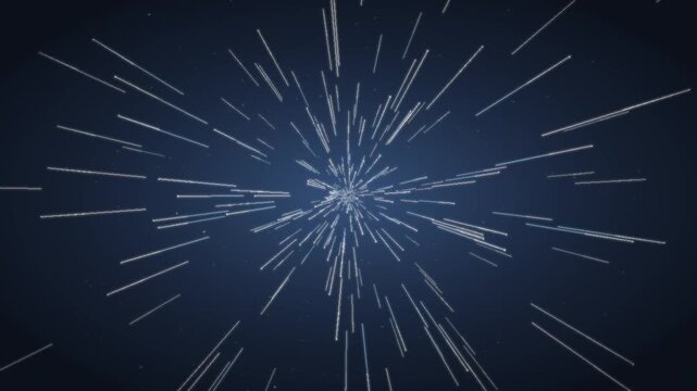 Warp speed hyperspace starfield flight seamless loop in cool cyan tones