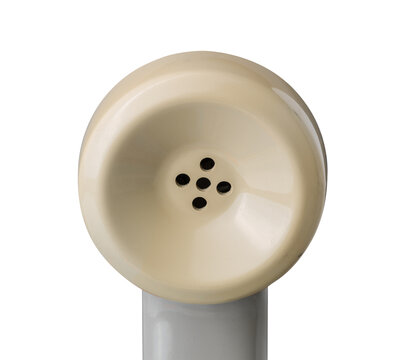 Vintage Beige Telephone Receiver Earpiece Isolated on White
