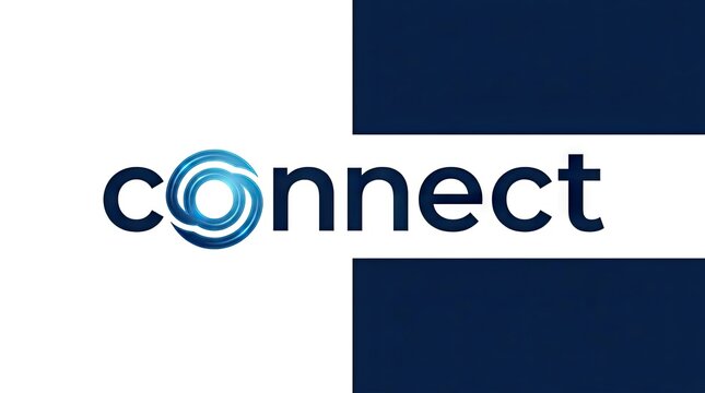 Connect wordmark logo with blue circular vortex symbol