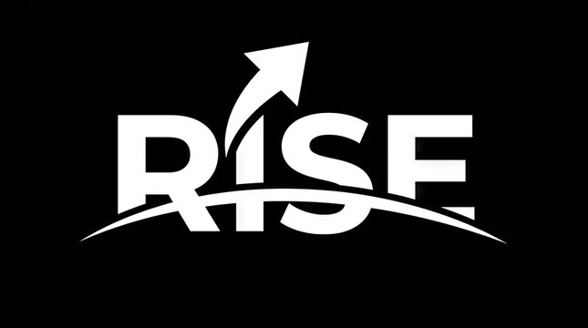 Modern RISE text logo with arrow and swoosh