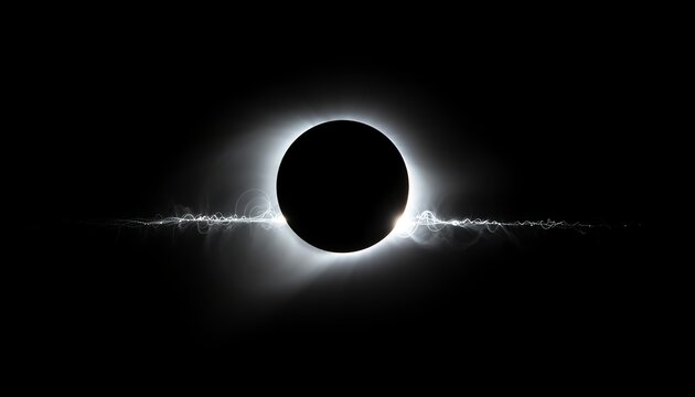 Eclipse corona glowing cosmic energy, dramatic solar scene with minimal dark background and radiant light, perfect for science, technology, or educational themes.