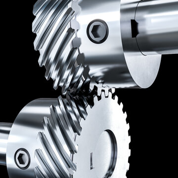 Worm gear mechanism 3d on black