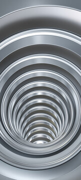 Abstract metallic spiral tunnel creating infinite depth 3d
