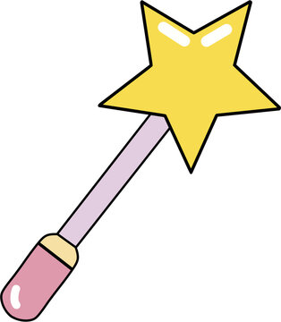 Magical star wand with pink handle vector illustration