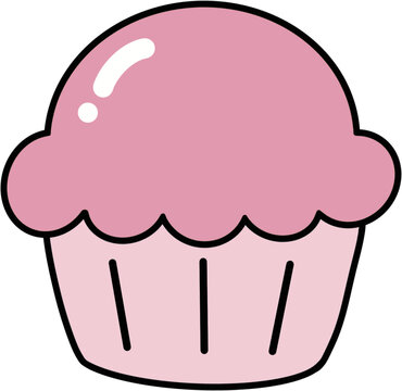 Sweet pink cream cupcake vector illustration