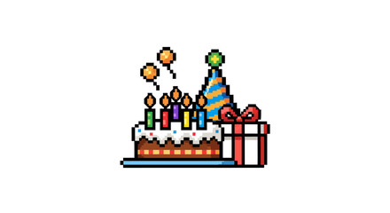 Fototapeta premium Colorful Birthday Cake Celebration Dessert.