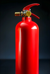 Fototapeta premium Fire safety and emergency preparedness, red fire extinguisher for building protection and hazard prevention in industrial or commercial workplace