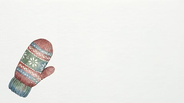 A beautiful watercolor illustration of a winter mitten a hand-drawn Christmas design featuring colorful knitted mittens as a seasonal accessory for a winter concept watercolor winter mitten Christmas