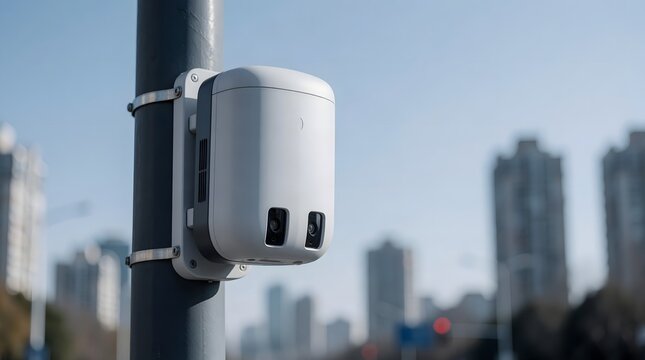 Air Quality Monitoring Sensor Measuring Pollution in a Modern City