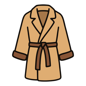 cartoon chocolate bathrobe fabric with belt bathroom flat color vector illustration template design