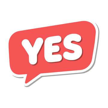 cartoon speech bubble yes text effect typography flat color vector illustration template design