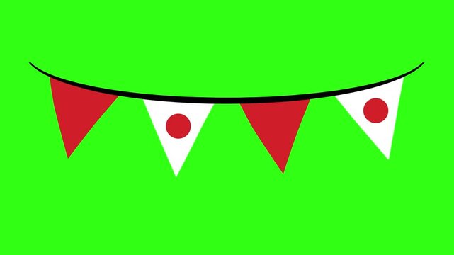 Japan triangle hanging flags animation 