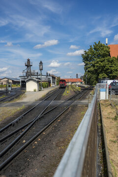 Railway Tracks and Junction at Harz Narrow Gauge Railway Yard in Germany