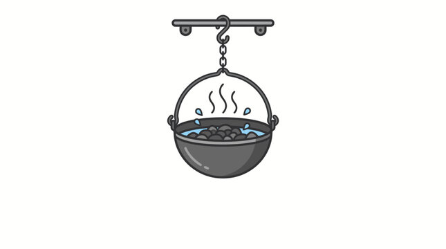 Hanging Sauna Aroma Bowl with Stones Vector Illustration
