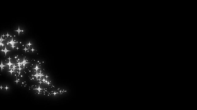 Glittering star dust trail sparkling particles, glitter sparkle line stars animated black screen, glowing pixie dust shimmer, sparkle line burst twinkling shimmer line effect, 4K