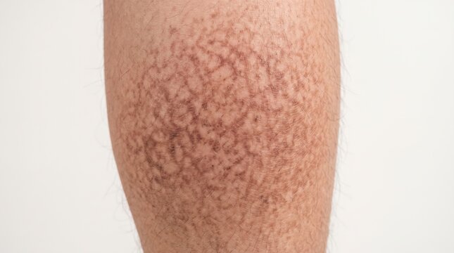 Close Up of Leg Skin Showing Erythema Ab Igne Mottled Reticulated Vascular Pattern