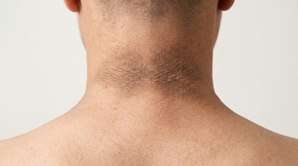 Naklejka premium Close Up of Male Neck Back with Acanthosis Nigricans Dark Velvety Pigmentation