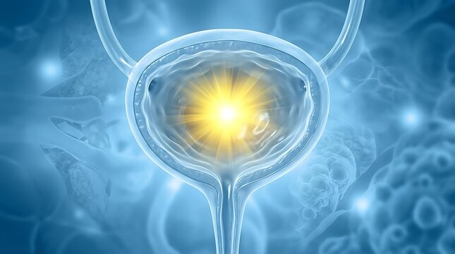 Human urinary bladder with internal inflammation 3d illustration