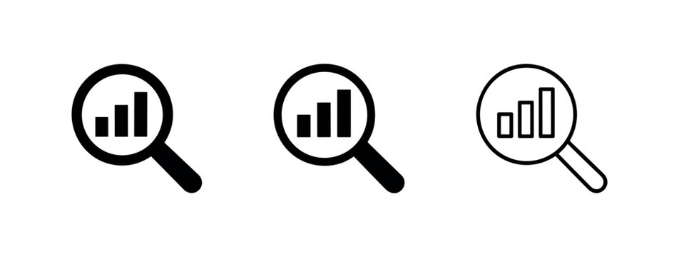 Data analysis and graph search icon set