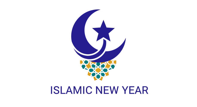 Islamic New Year Crescent Star Logo.