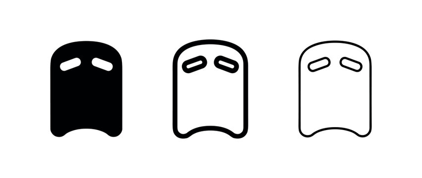 Swimming kickboard float icon set