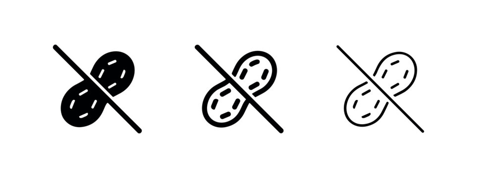 Peanut Free Allergy Warning Food Label Icon Set