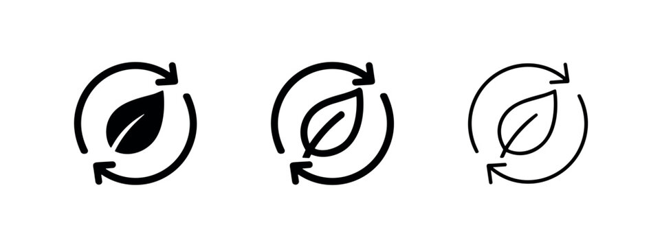 Recycle leaf sustainability arrows icon set
