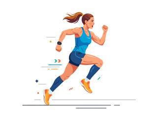 Fototapeta premium Dynamic Athletic Woman Running Fast Graphic Illustration