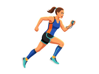Fototapeta premium Dynamic Athlete Pacing Swiftly With Stopwatch Capturing Time