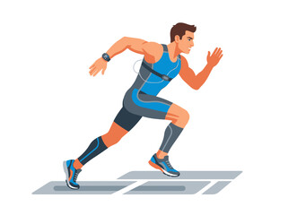 Fototapeta premium Dynamic Athlete In CompetitiveSprint Mode Utilizing Sports Technology