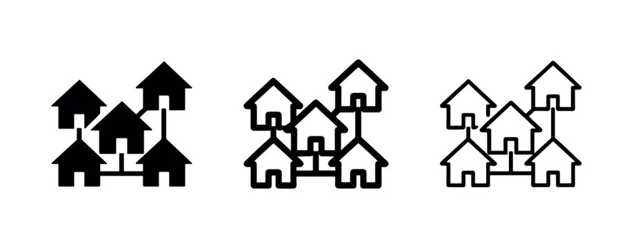 Real estate housing network icon set