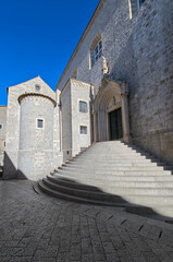Fototapeta premium Majestic stone staircase leading to the historic entrance and heritage architecture of the Dominican Monastery in Dubrovnik.