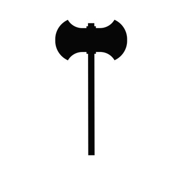 Double-bladed battle axe silhouette displays a classic medieval weapon design rendered in solid black against a white background.