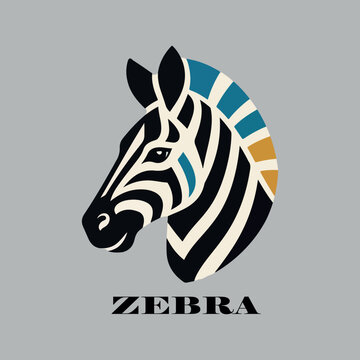 Zebra animal logo vector white background .