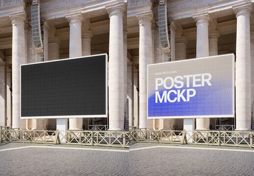 Mockup Of Customizable Billboard By Building