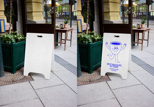 Mockup Of Customizable A-Frame Advertisement