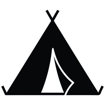Camping tent vector silhouette illustration for outdoor adventure activities and travel.