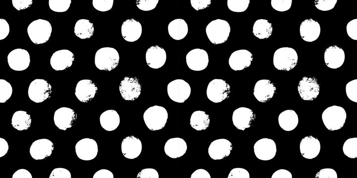 Seamless black and white polka dot pattern. Cute birthday repeated round confetti wrapping design. Vector wallpaper with circles on white isolated background